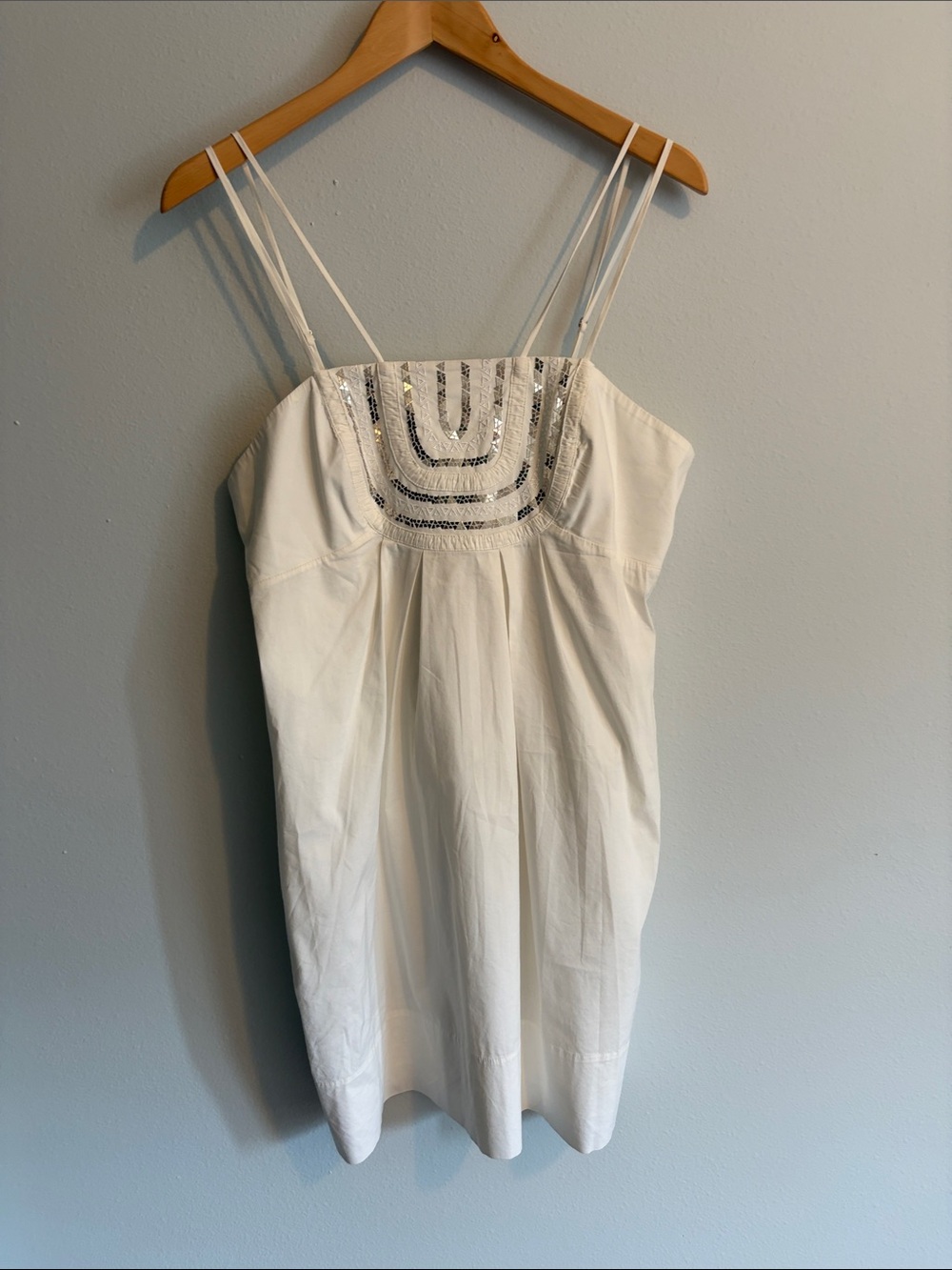 BCBGMaxAzria White Beaded Spaghetti-Strap Camisole